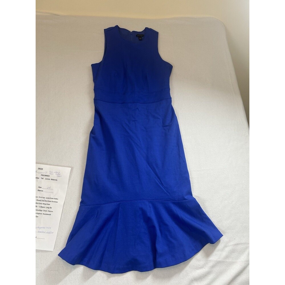Ann Taylor Womens Swift Dress Size 0 Blue Lined Stretch Sleeveless